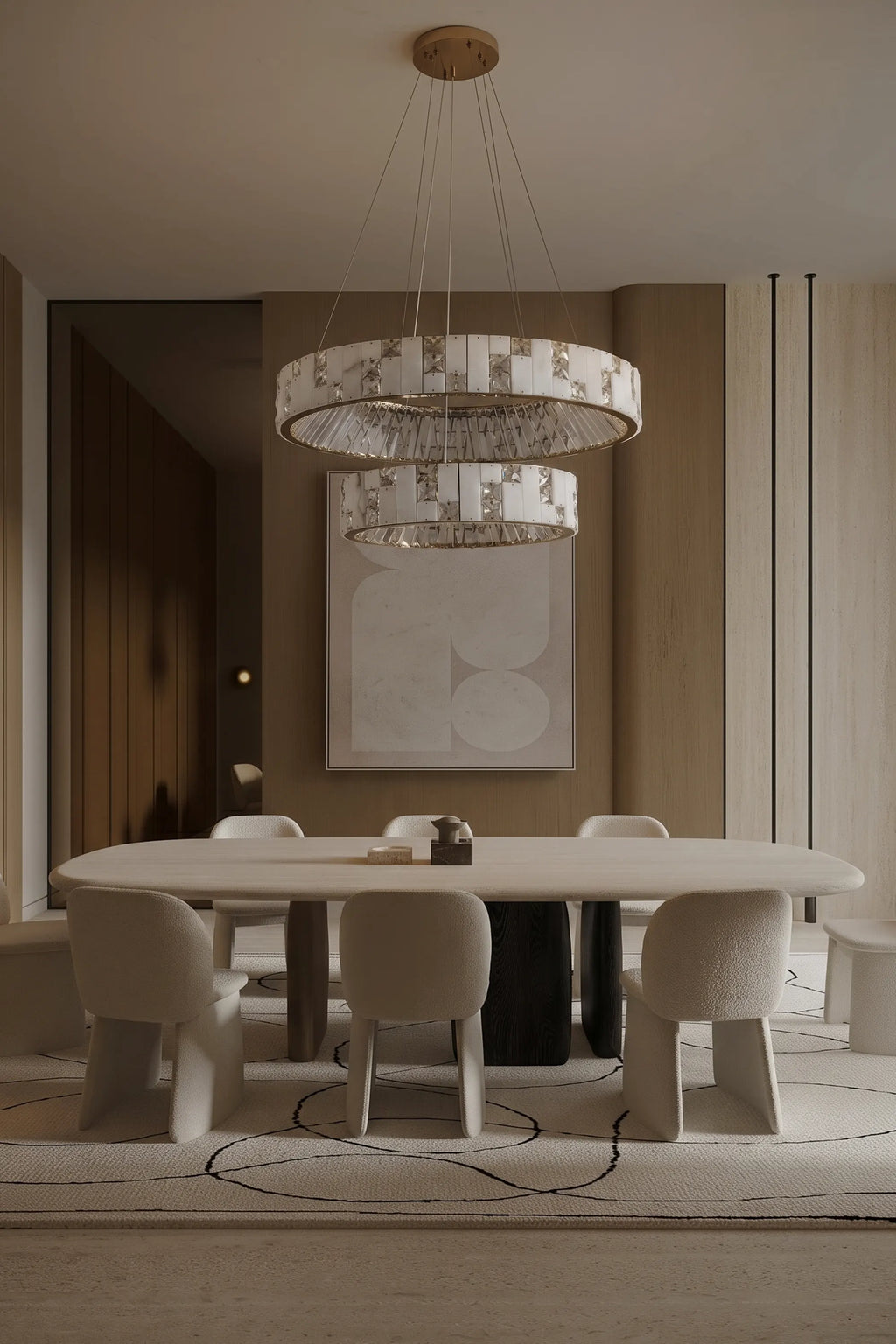 Edessa Two-Tier Alabaster & Crystal Chandelier