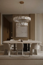 Edessa Two-Tier Alabaster & Crystal Chandelier