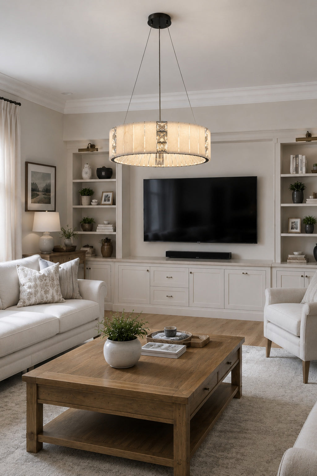 Edessa Alabaster & Crystal Ring Chandelier