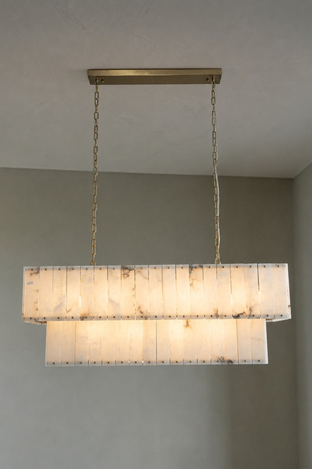 Varenna Double-Tier Alabaster Linear Chandelier