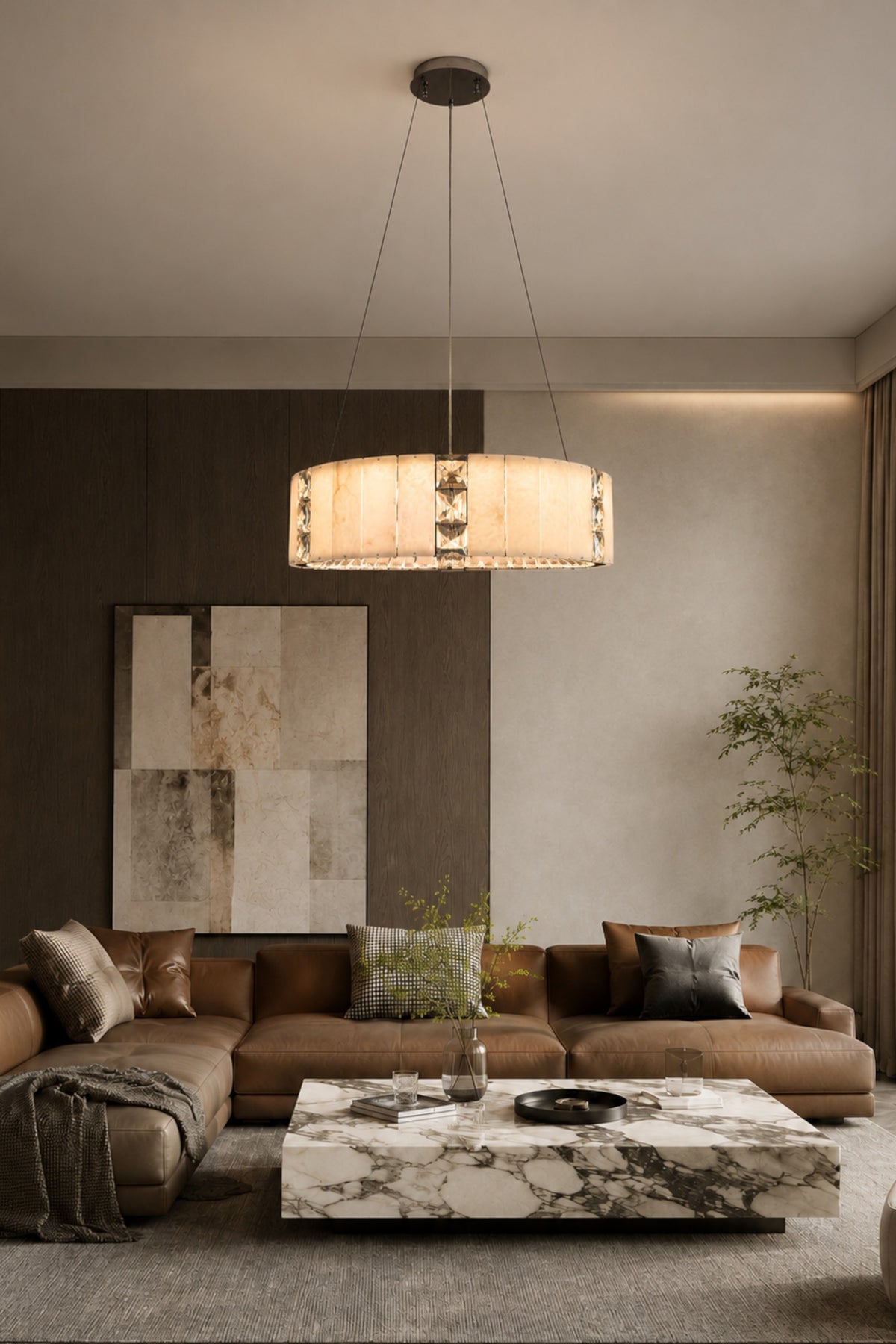 Edessa Alabaster & Crystal Ring Chandelier