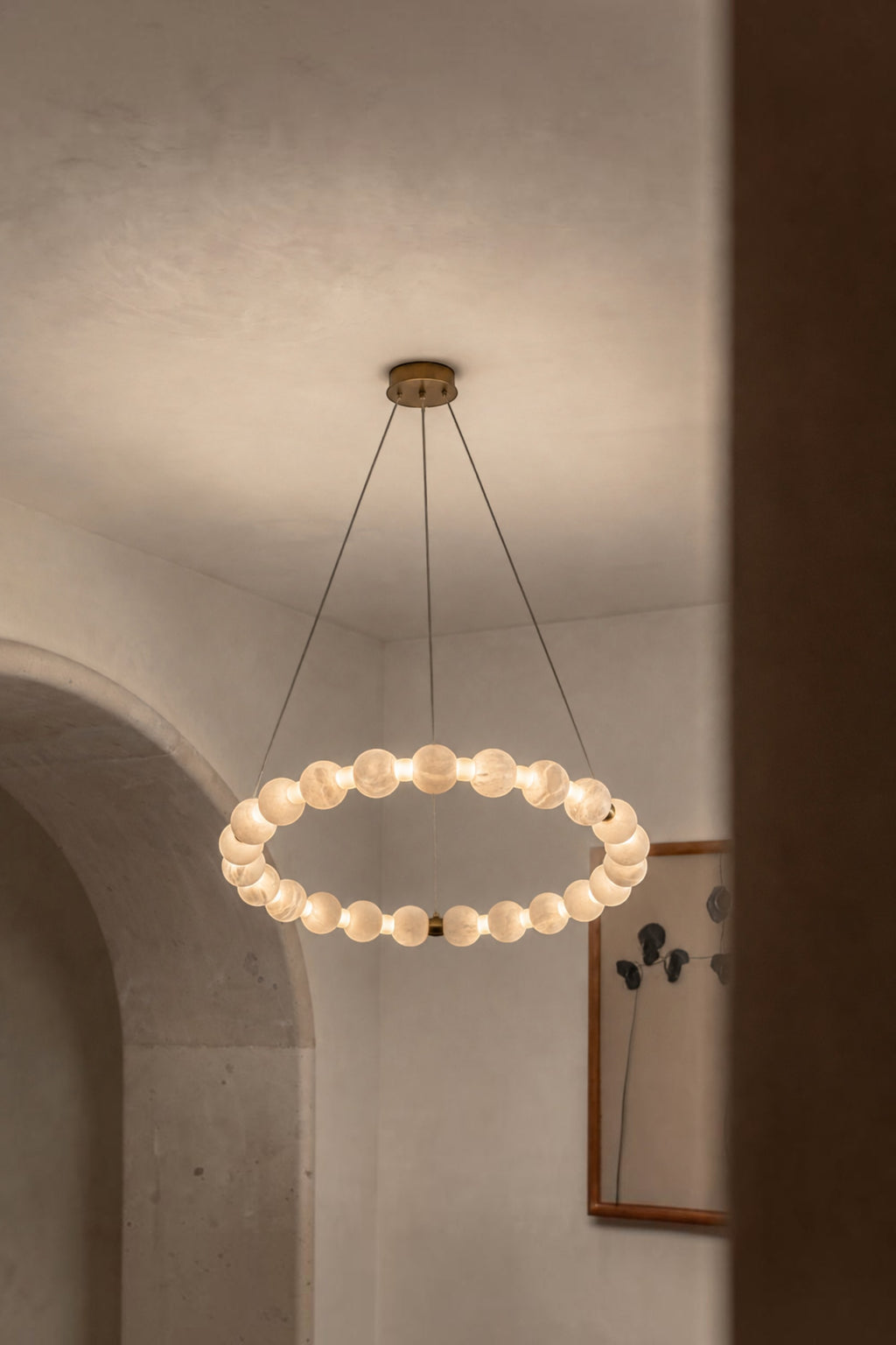 Celeste Alabaster Bead Ring Chandelier