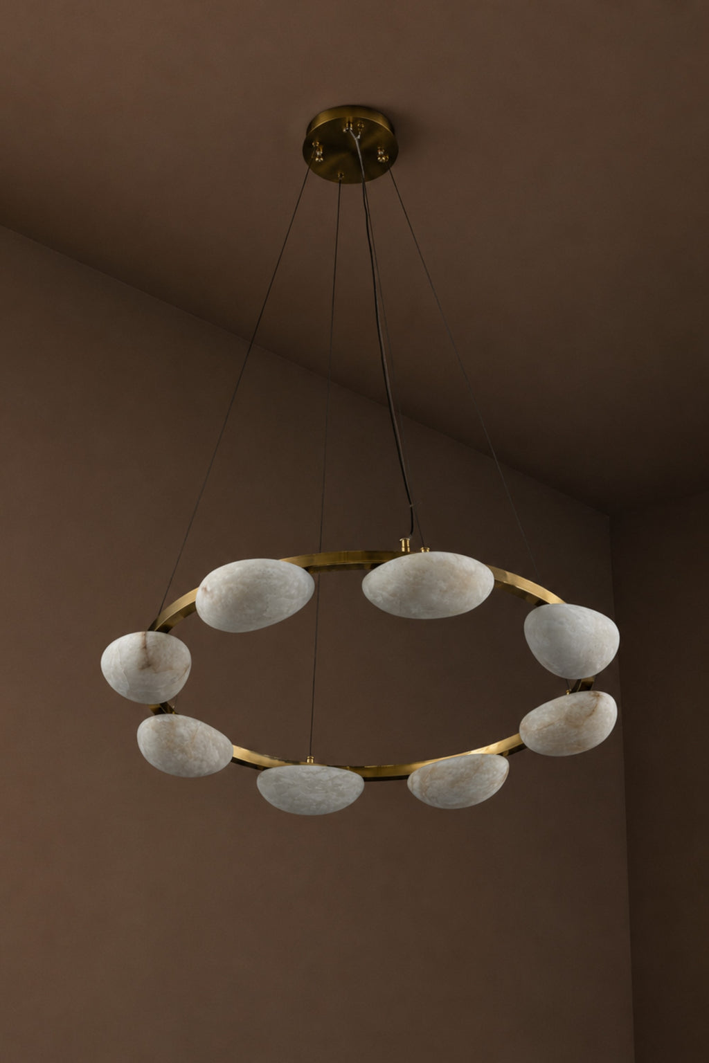 Oria Alabaster Pebble Ring Chandelier