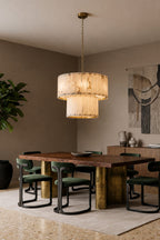 Varenna Two-TierAlabaster Drum Chandelier