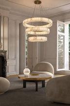 Edessa Three-Tier Alabaster & Crystal Chandelier