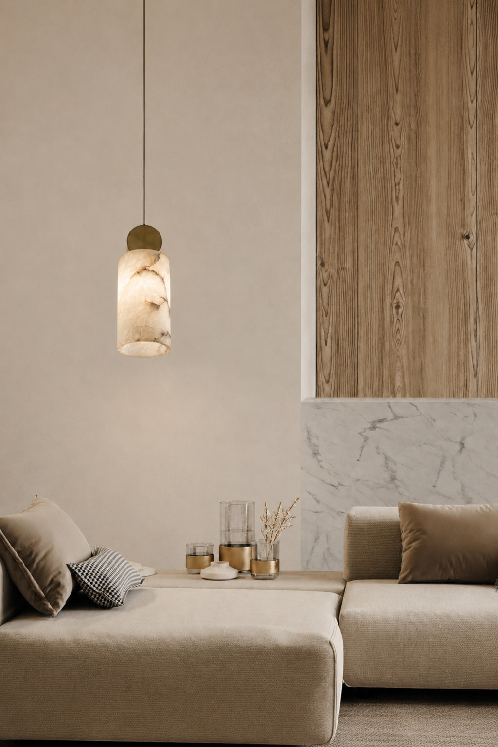 Artisan Cylinder Alabaster Pendant