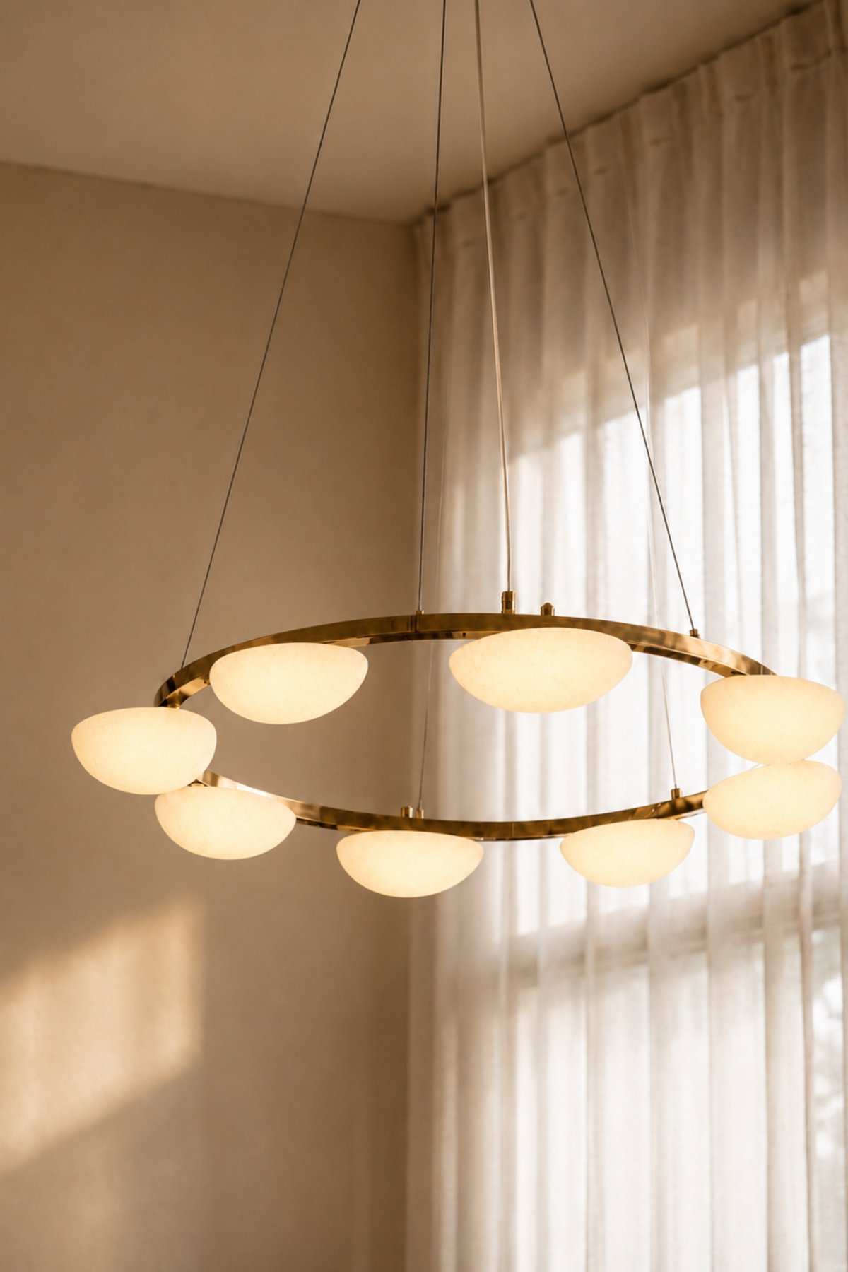 Oria Alabaster Pebble Ring Chandelier