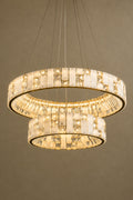 Edessa Two-Tier Alabaster & Crystal Chandelier