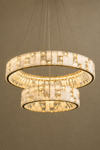 Edessa Two-Tier Alabaster & Crystal Chandelier