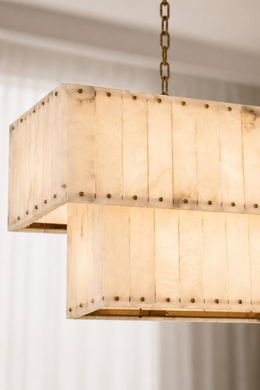 Varenna Double-Tier Alabaster Linear Chandelier
