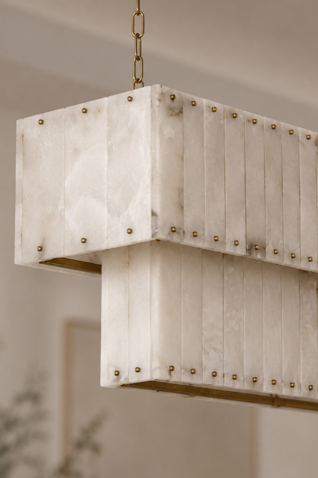 Varenna Double-Tier Alabaster Linear Chandelier