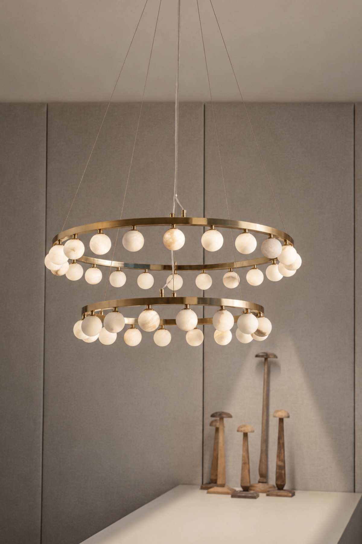 Celeste Two-Tier Alabaster Bead Chandelier