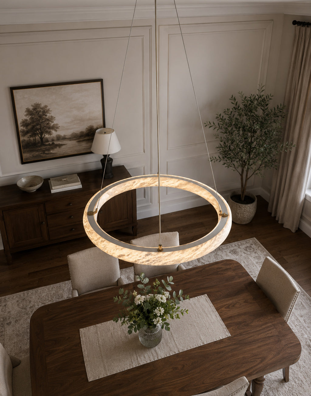 Lunara Alabaster Ring Chandelier