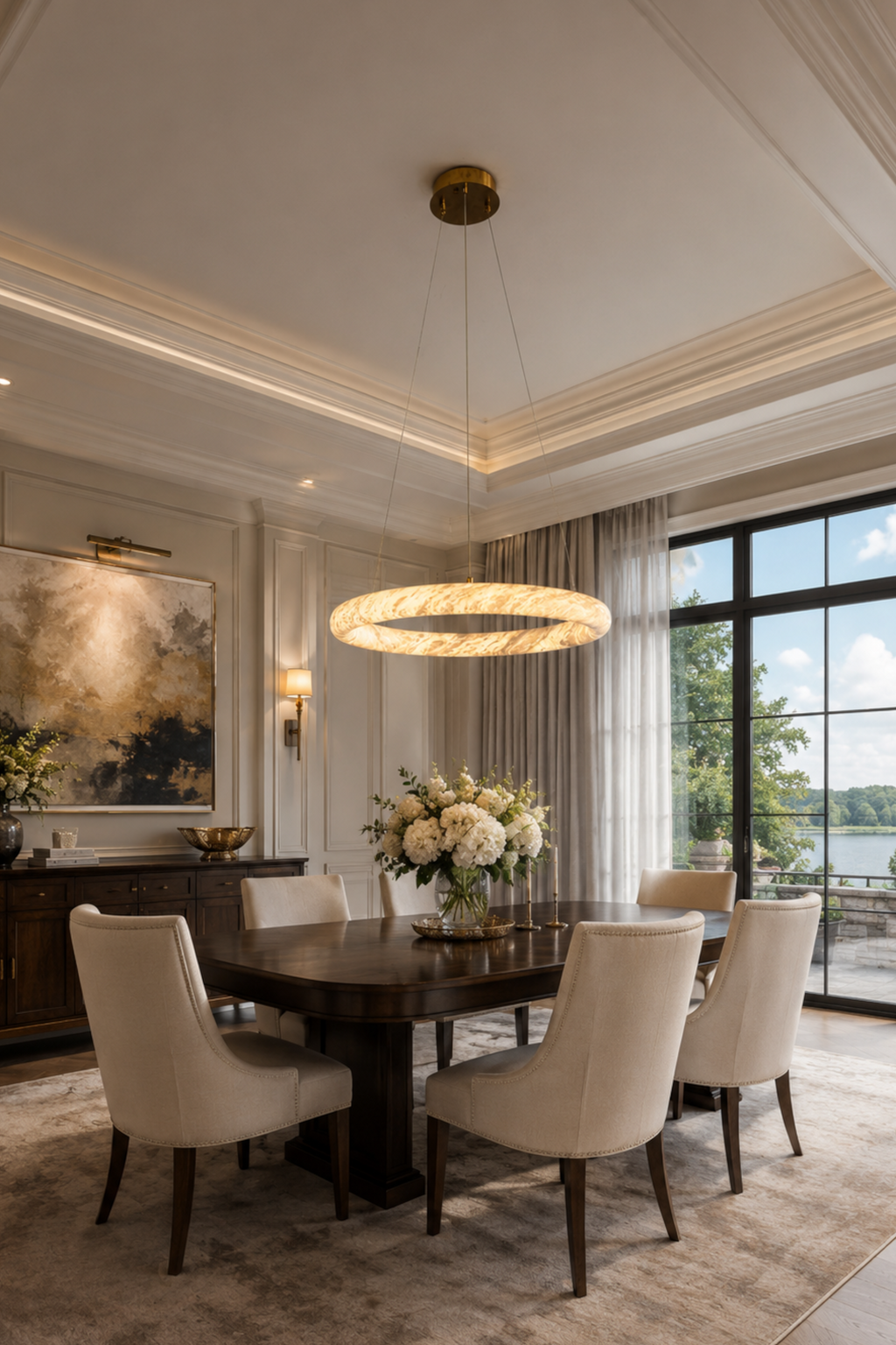 Lunara Alabaster Ring Chandelier