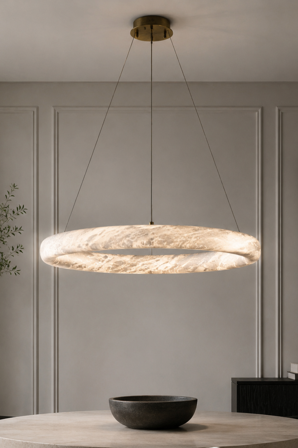 Lunara Alabaster Ring Chandelier