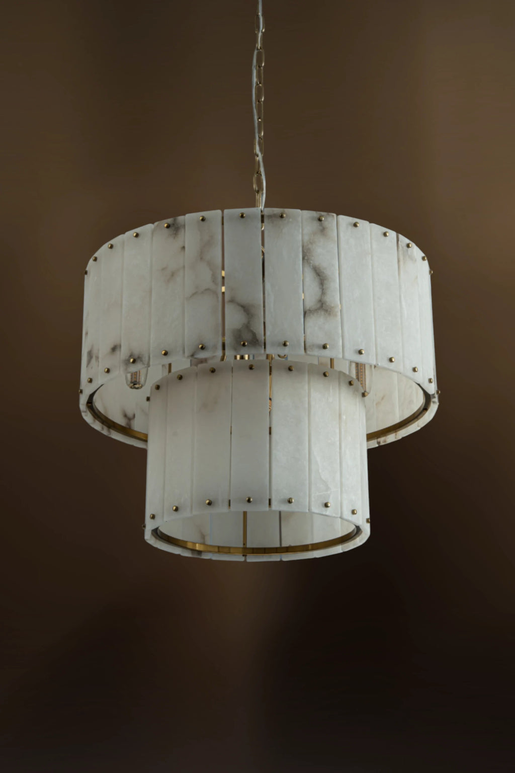 Varenna Two-TierAlabaster Drum Chandelier