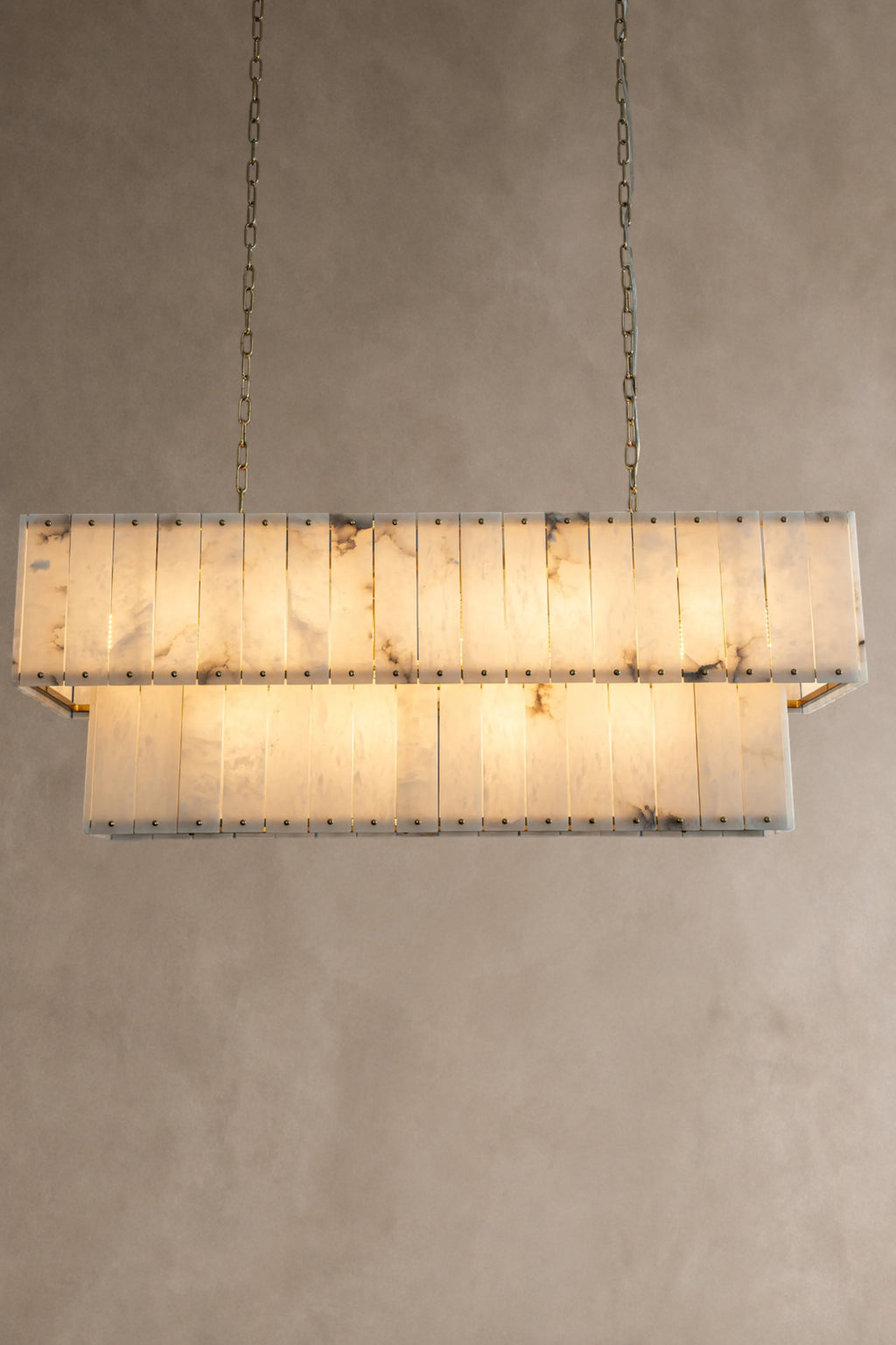 Varenna Double-Tier Alabaster Linear Chandelier