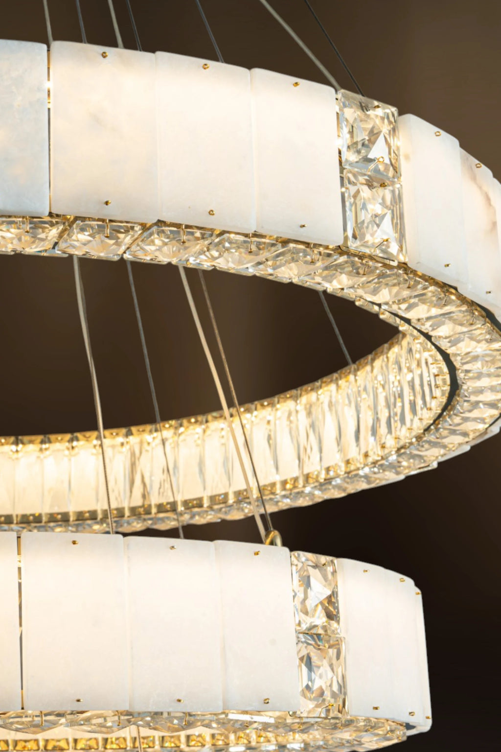 Edessa Three-Tier Alabaster & Crystal Chandelier