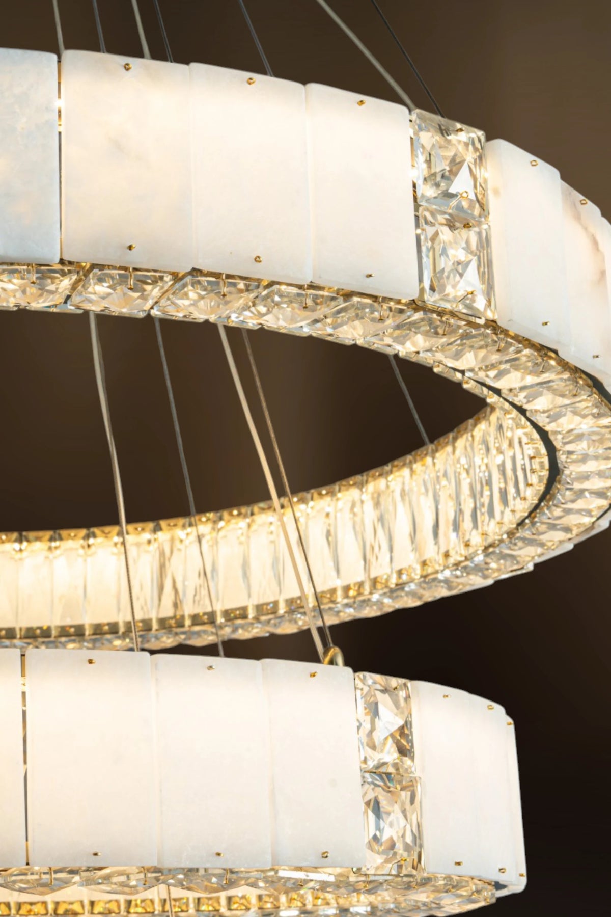 Edessa Three-Tier Alabaster & Crystal Chandelier