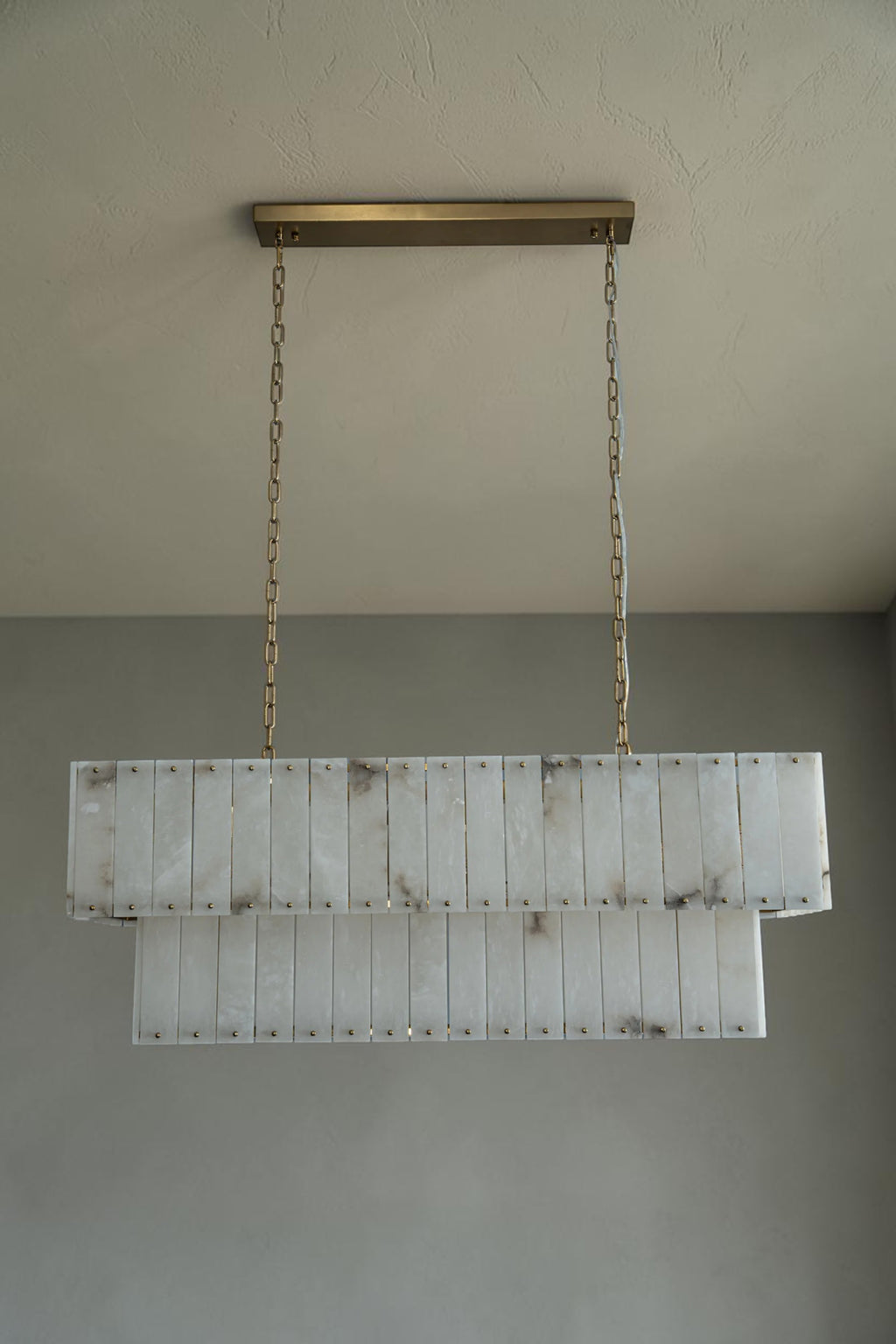 Varenna Double-Tier Alabaster Linear Chandelier