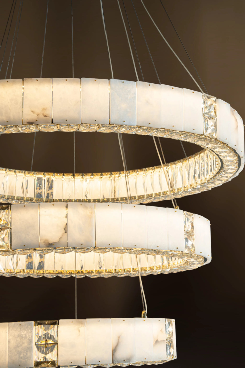 Edessa Three-Tier Alabaster & Crystal Chandelier