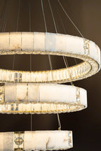 Edessa Three-Tier Alabaster & Crystal Chandelier