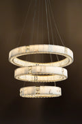 Edessa Three-Tier Alabaster & Crystal Chandelier