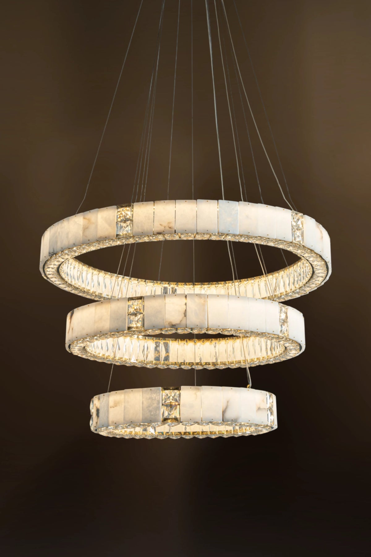 Edessa Three-Tier Alabaster & Crystal Chandelier