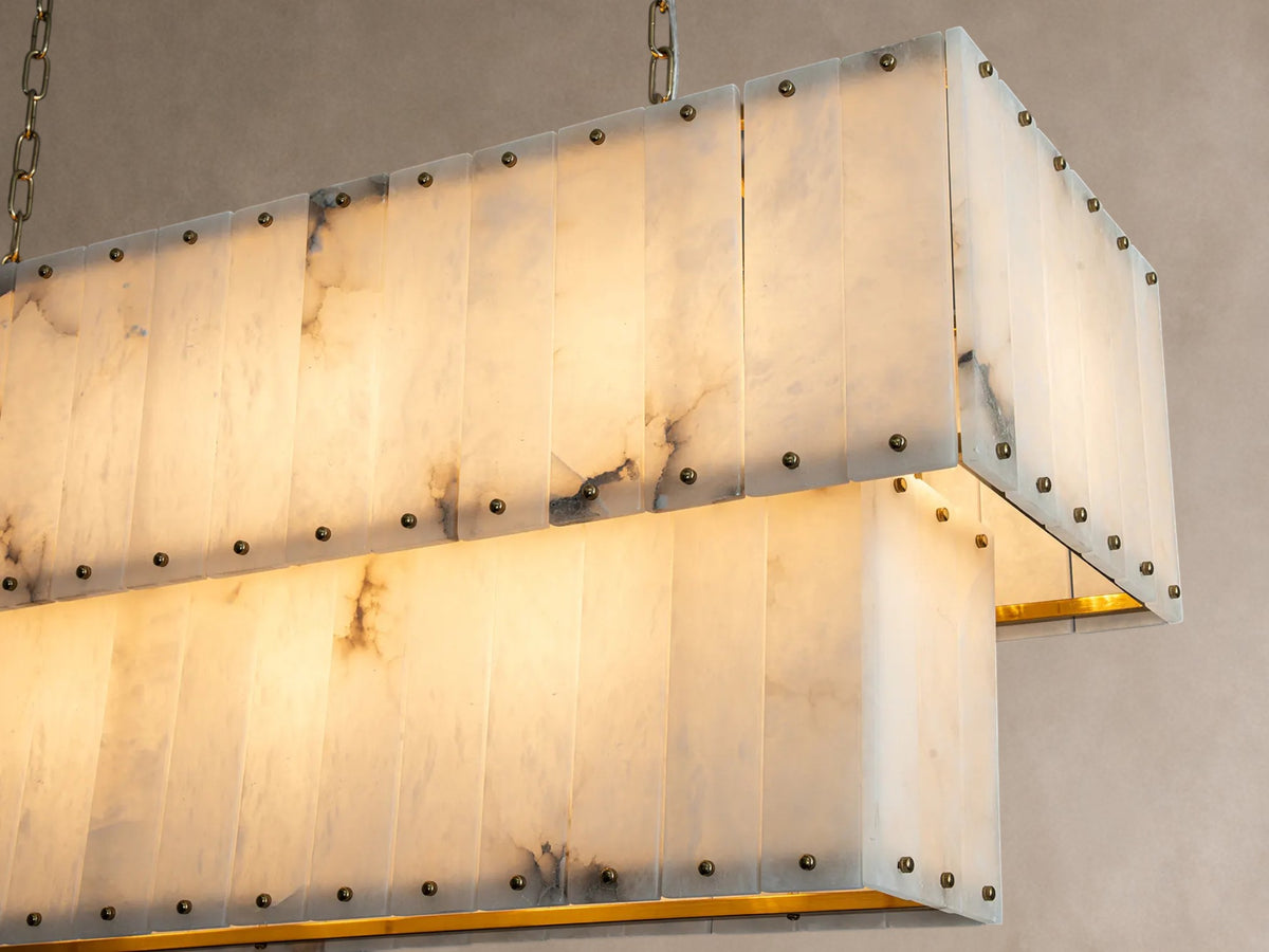 Varenna Double-Tier Alabaster Linear Chandelier
