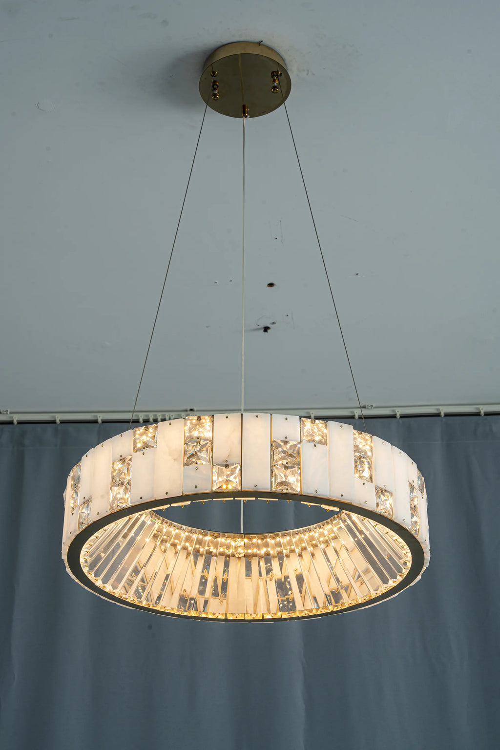 Edessa Alabaster & Crystal Ring Chandelier