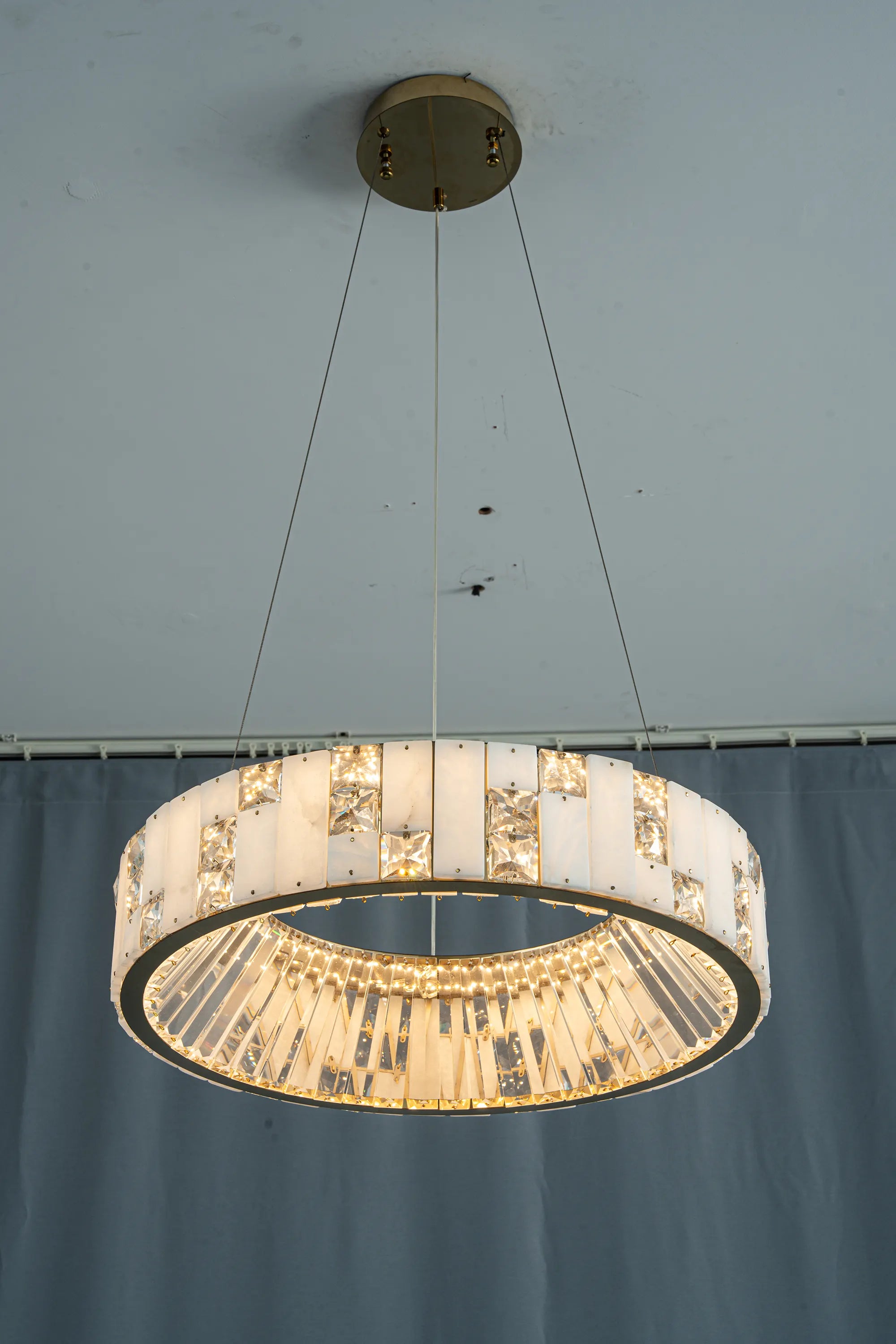 Edessa Alabaster & Crystal Ring Chandelier