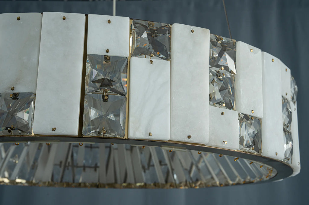 Edessa Alabaster & Crystal Ring Chandelier