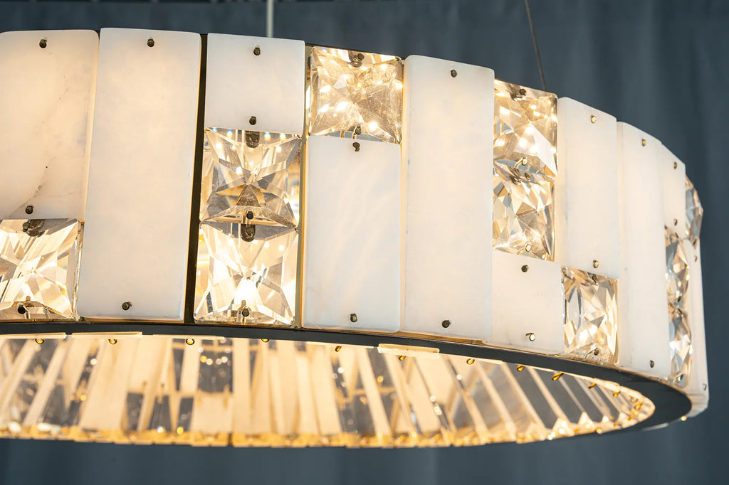 Edessa Alabaster & Crystal Ring Chandelier