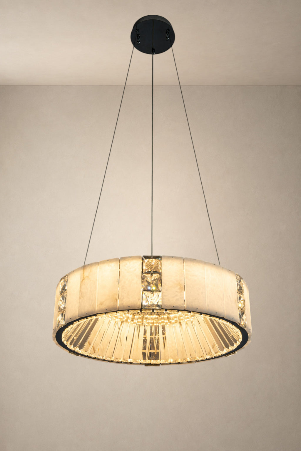 Edessa Alabaster & Crystal Ring Chandelier
