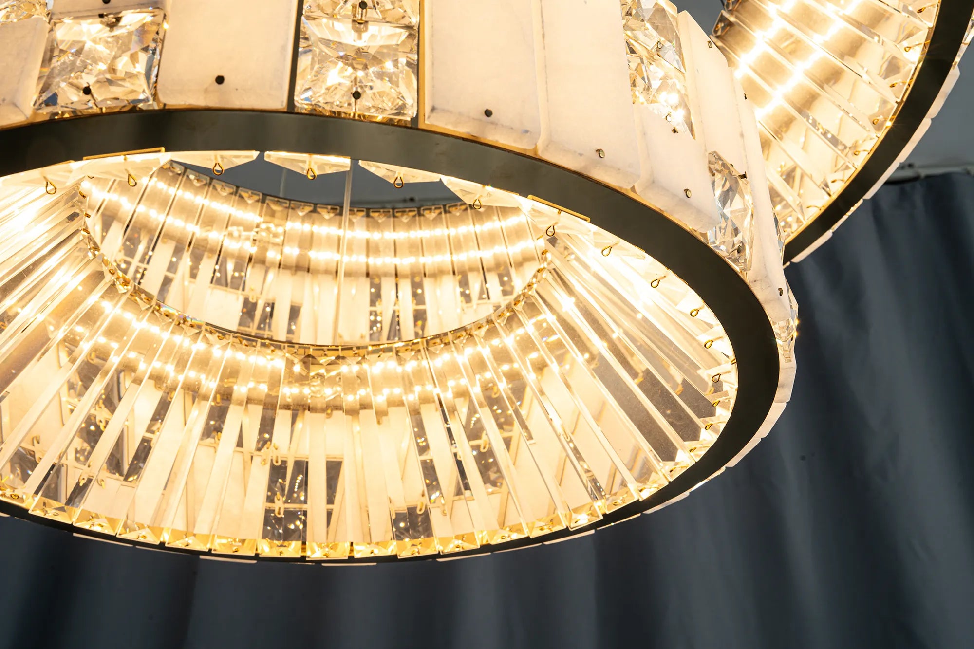Edessa Two-Tier Alabaster & Crystal Chandelier