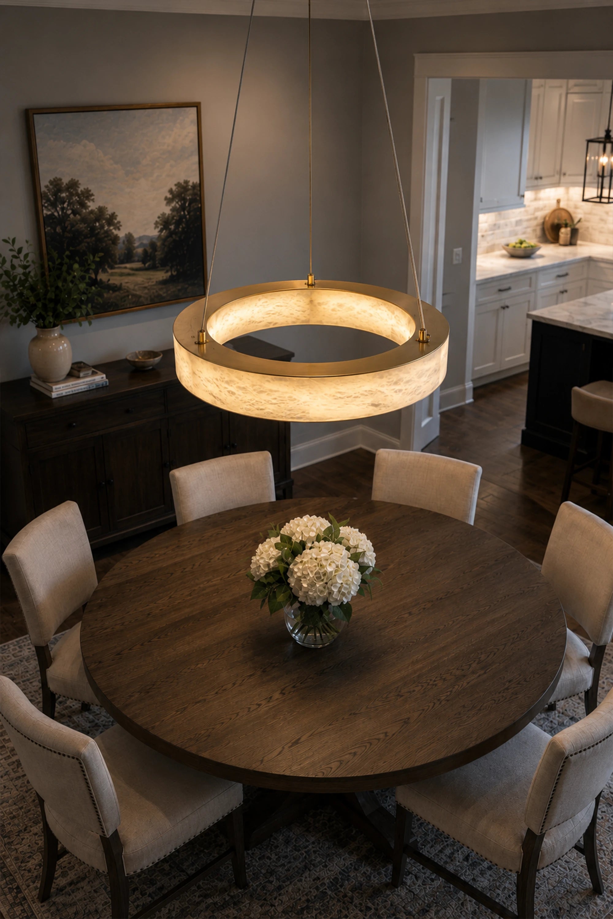 Tinas Lueur Round Alabaster Chandelier