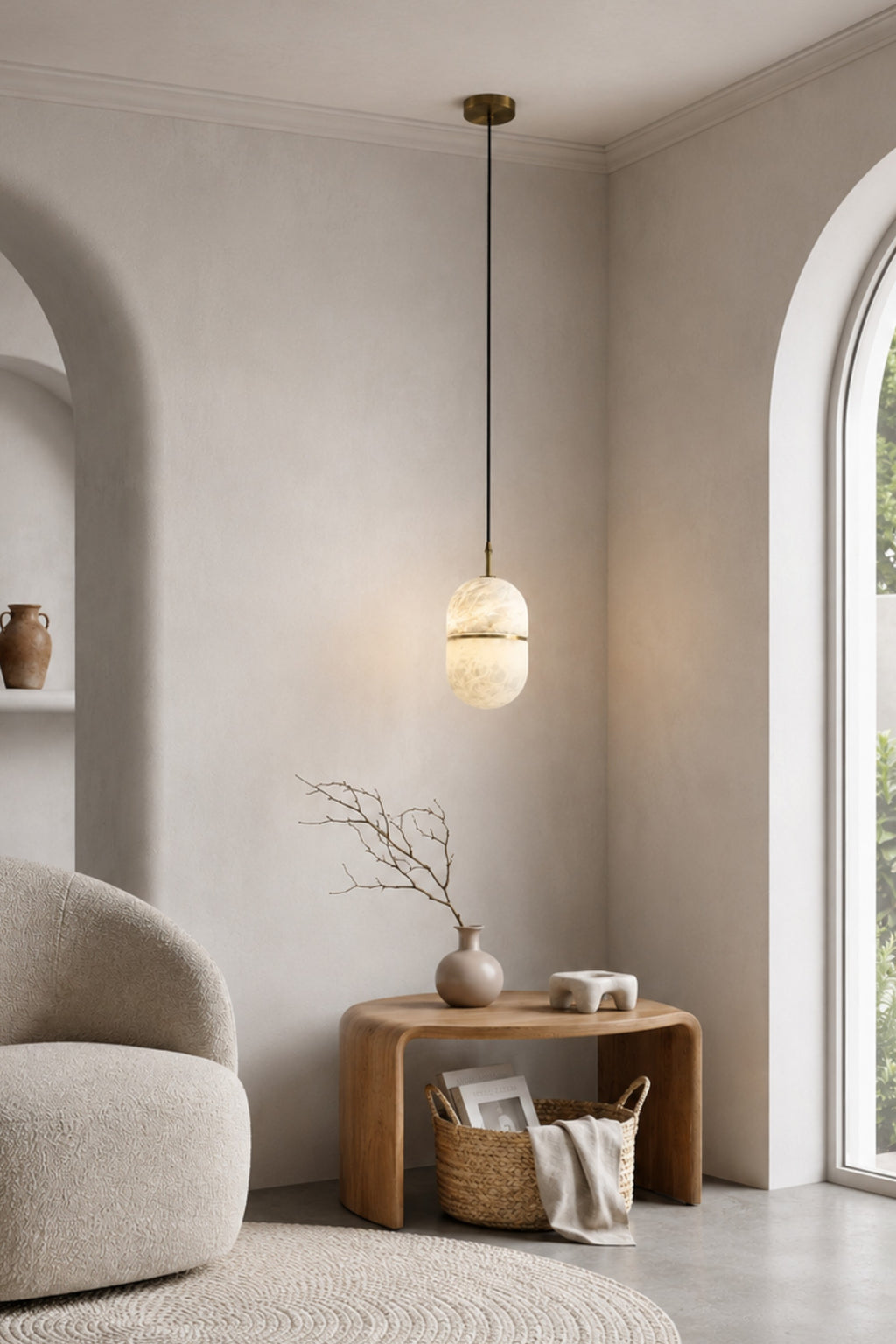 Elara Capsule Alabaster Pendant