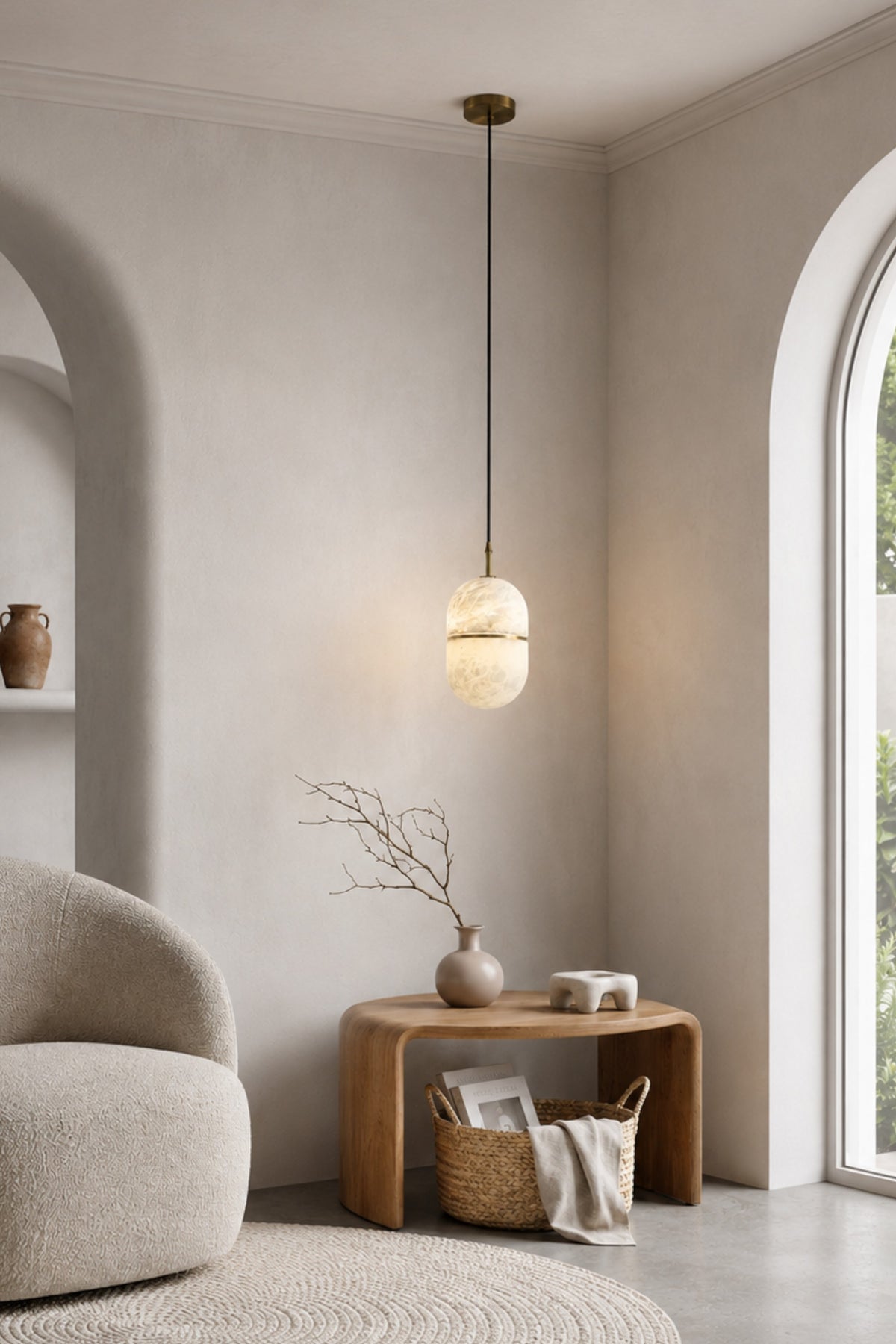 Elara Capsule Alabaster Pendant