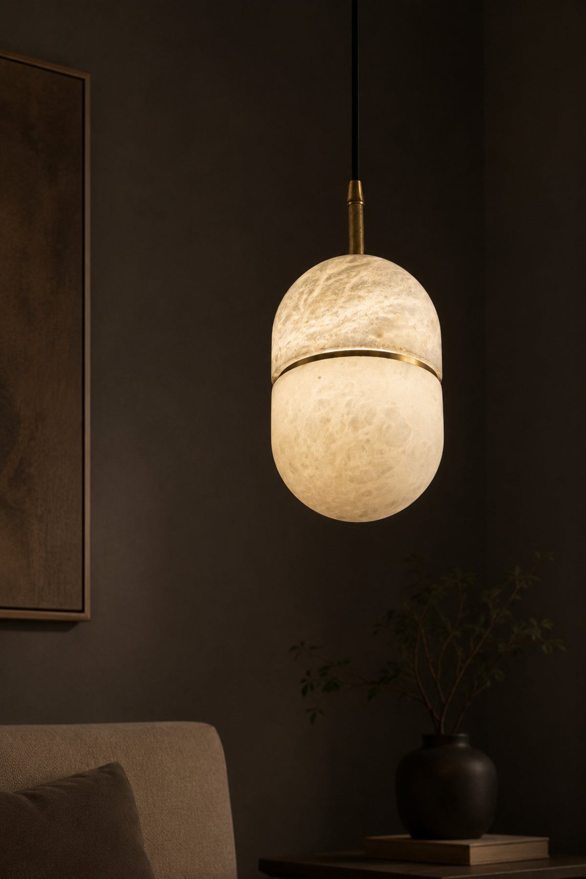 Elara Capsule Alabaster Pendant